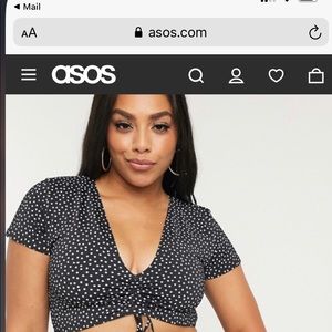 Cropped polka dot tie bikini top